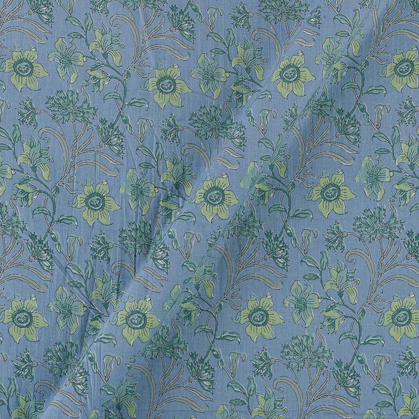 Cotton Steel Blue Colour Floral Jaal Jaipuri Print Fabric Online 9649V1