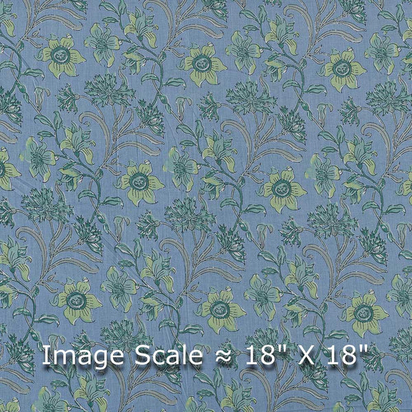 Cotton Steel Blue Colour Floral Jaal Jaipuri Print Fabric Online 9649V1