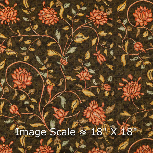 Premium Golden Self Jacquard with Jaal Kalamkari Print on Dark Olive Colour Dolla Silk Feel Viscose Fabric Online 9682AC