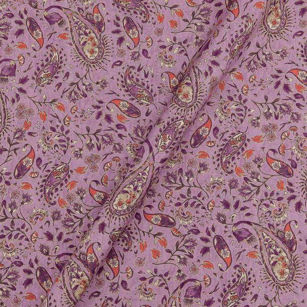 Cotton Purple Colour Paisley Jaal Gold Foil Print 43 Inches Width Fabric