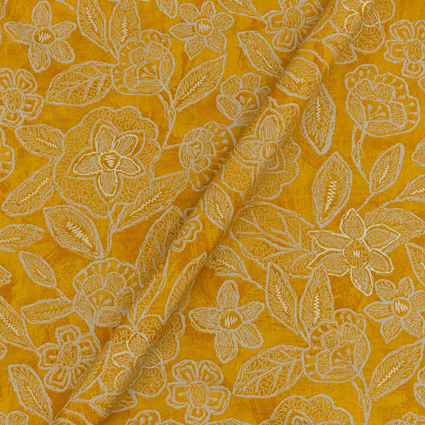 Cotton Mustard Yellow Colour Jaal Gold Foil Print 43 Inches Width Fabric