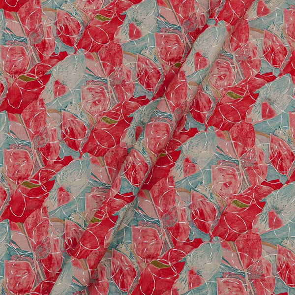 Buy Cotton Cherry Red Colour Leaves Gold Foil Print Fabric Online 9686O1