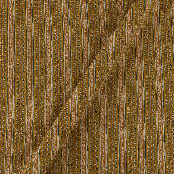 Cotton Mustard Colour All Over Border Print 42 Inches Width Fabric