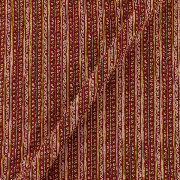 Cotton Cherry Red Colour All Over Border Print 42 Inches Width Fabric