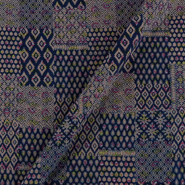 Cotton Indigo Colour Patchwork Pattern 43 Inches Width Fabric