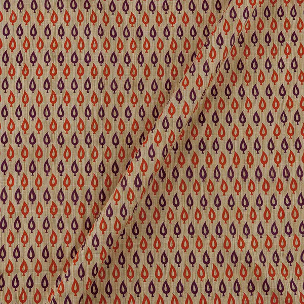 Leaves Print on Beige Colour Slub Katri Fancy Cotton Silk Fabric Online 9694AH