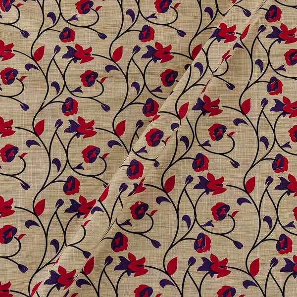 Jaal Print on Beige Colour Slub Katri Fancy Cotton Silk Fabric Online 9694L4