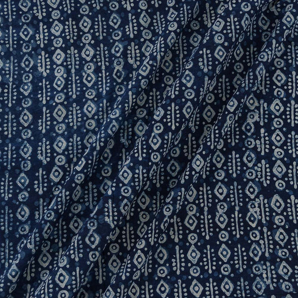 Natural Indigo Dye Geometric Block Print Rayon Fabric Online 9706CQ