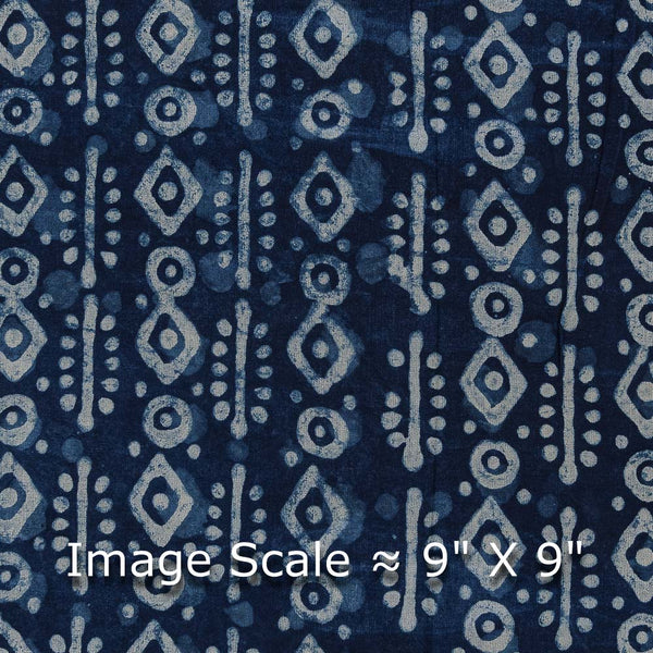 Natural Indigo Dye Geometric Block Print Rayon Fabric Online 9706CQ