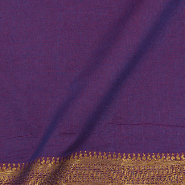 Mangalgiri Cotton Violet X Pink Cross Tone Two Side Nizam Zari Border 43 Inches Width Fabric