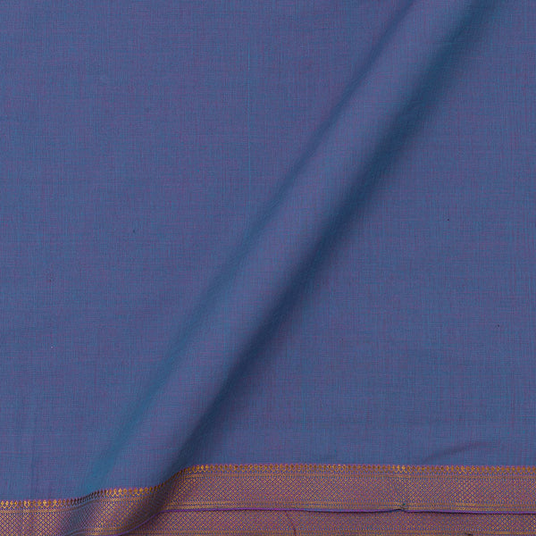 Mangalgiri Cotton Cadet Blue X Pink Cross Tone Two Side Nizam Border Fabric Online 9707N1