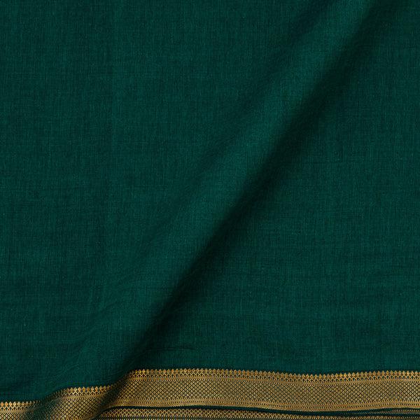 Mangalgiri Cotton Bottle Green X Black Cross Tone Two Side Nizam Border Fabric Online 9707U