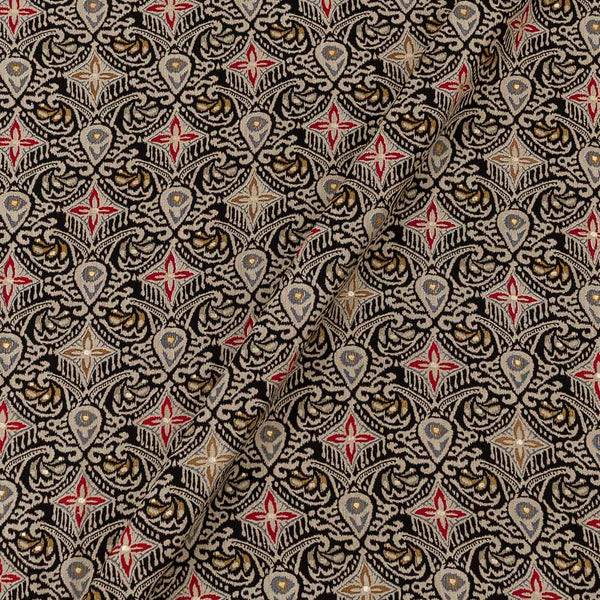 Rayon Black Colour Mughal Gold Foil Print Fabric Online 9721U2