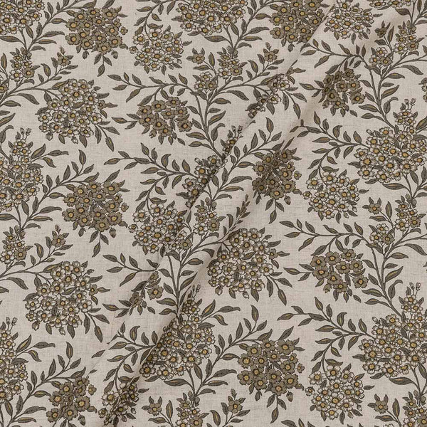Flex Cotton Off White Colour Gold Foil Floral Jaal Print Fabric Online 9732BJ1