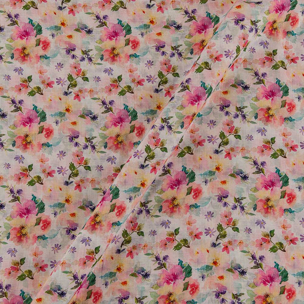 Soft Slub Cotton Feel Off White Colour Floral Print 42 Inches Width Fancy Fabric