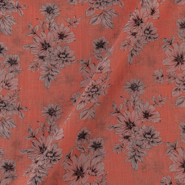 Cotton Linen Feel Sugar Coral Colour Floral Print Fancy Fabric Online 9748J