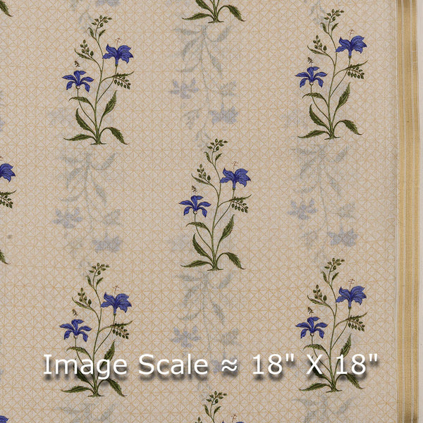 Cotton Beige Colour Butta with One Side Gold Border Fabric Online 9827BD2