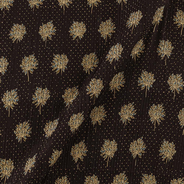 Cotton Coffee Brown Colour Floral Print Pin Tucks Fabric Online 9856EO