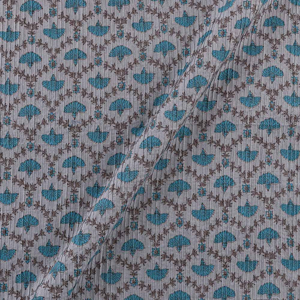 Cotton Ash Grey Colour Floral Print Pin Tucks Fabric Online 9856FE