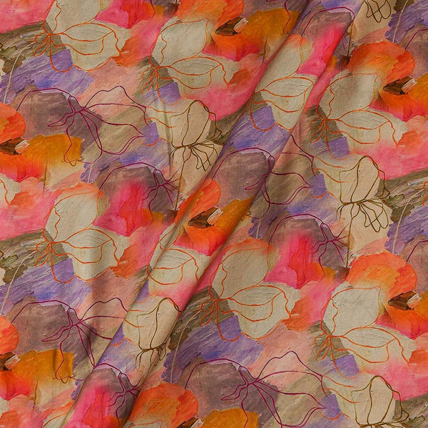 Modal Satin Beige Colour Jaal Print Fabric