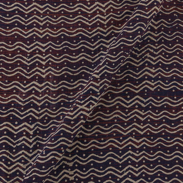 Dabu Cotton Brush Effect Indigo Colour All Over Border Hand Block Print 45 Inches Width Fabric