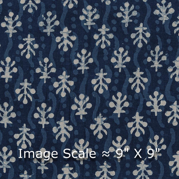 Natural Indigo Dye Leaves Block Print on Cotton Fabric Online 9933IA