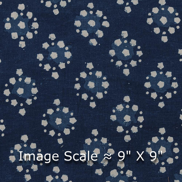 Natural Indigo Dye Geometric Block Print on Cotton Fabric Online 9933ID