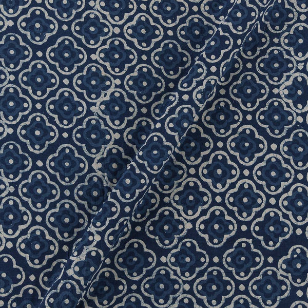 Natural Indigo Dye Geometric Block Print on Cotton Fabric Online 9933IJ