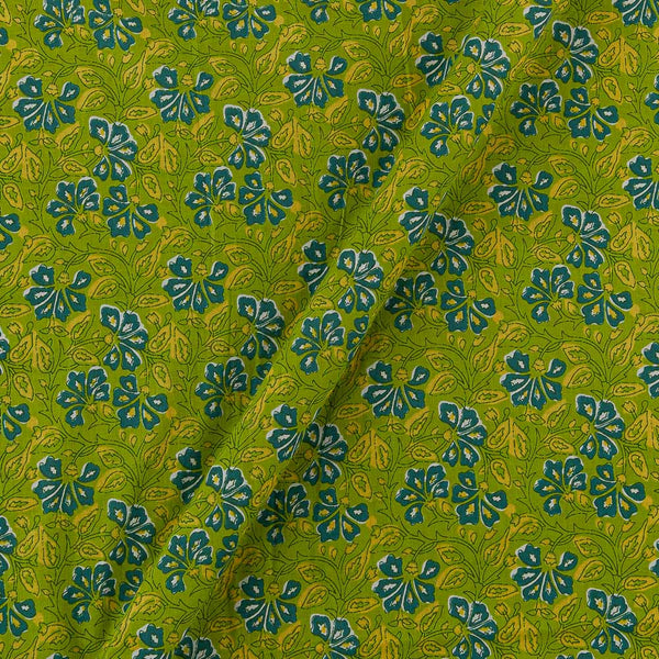 Soft Cotton Green X Yellow Cross Tone Floral Jaal Print Fabric Online 9934EK1