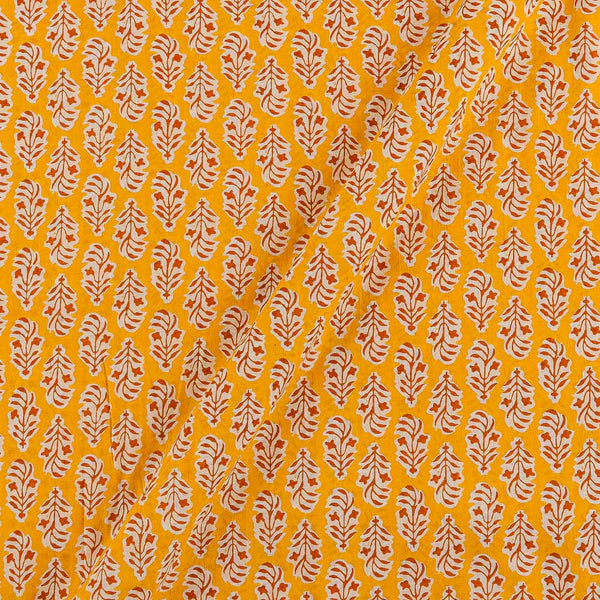 Cotton Yellow Colour Leaves Print Fabric Online 9978BT