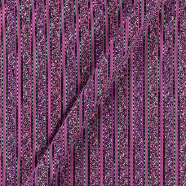 Soft Cotton Pink Purple Colour All Over Border Design in Stripped Pattern Print Fabric Online 9978EH1