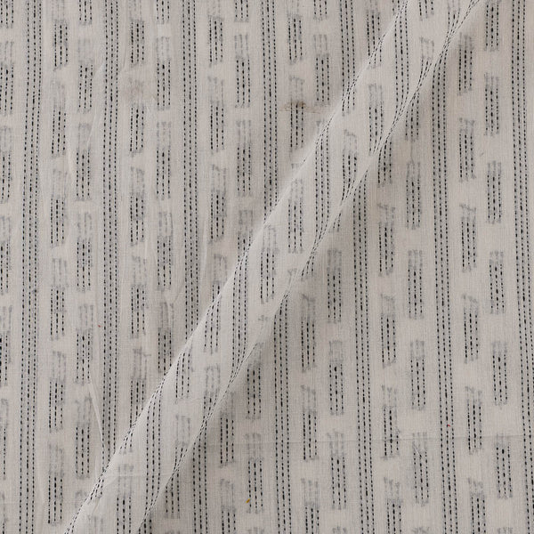 Cotton Jacquard White Colour Kantha Stripes Washed Fabric Online 9984DP1