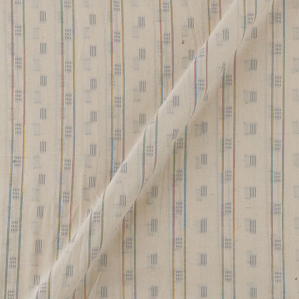 Jacquard Butta with Stripes Off White Colour Dobby Cotton Fabric Online 9984EF
