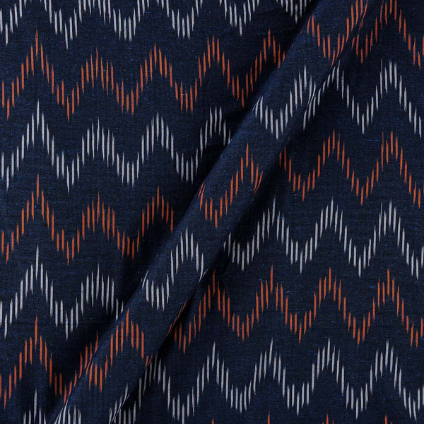 Cotton Ikat Midnight Blue Colour Washed Fabric Online D9150L14