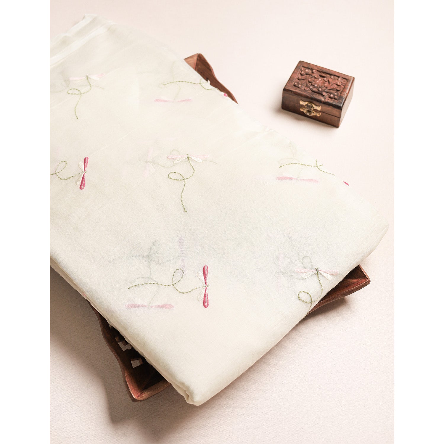 MALAI CHANDERI EMBROIDERED FABRIC