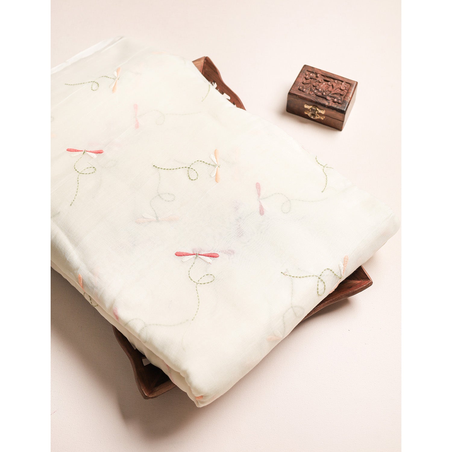 MALAI CHANDERI EMBROIDERED FABRIC