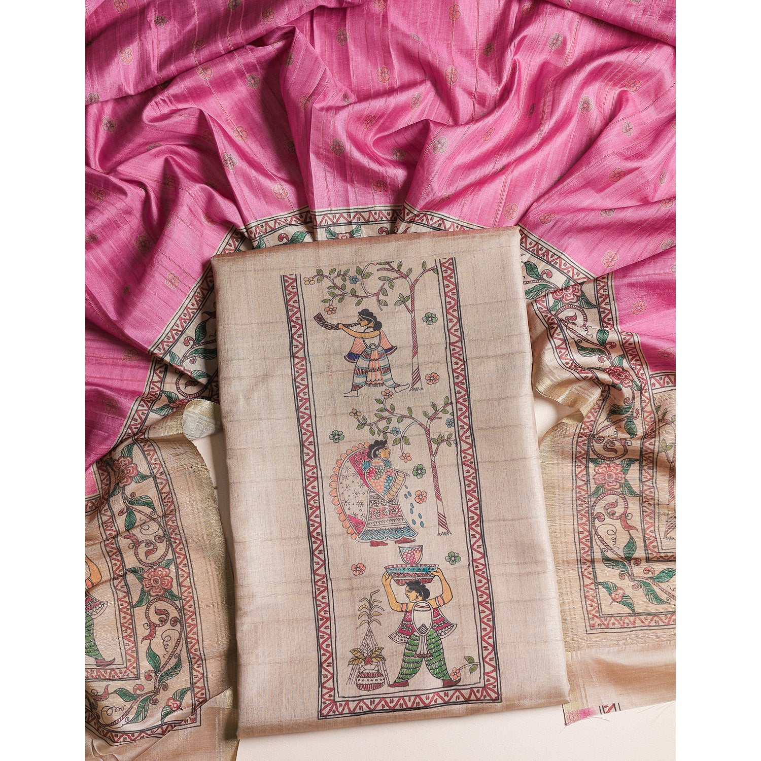 SEMI TUSSAR 2 PIECE SUIT SET