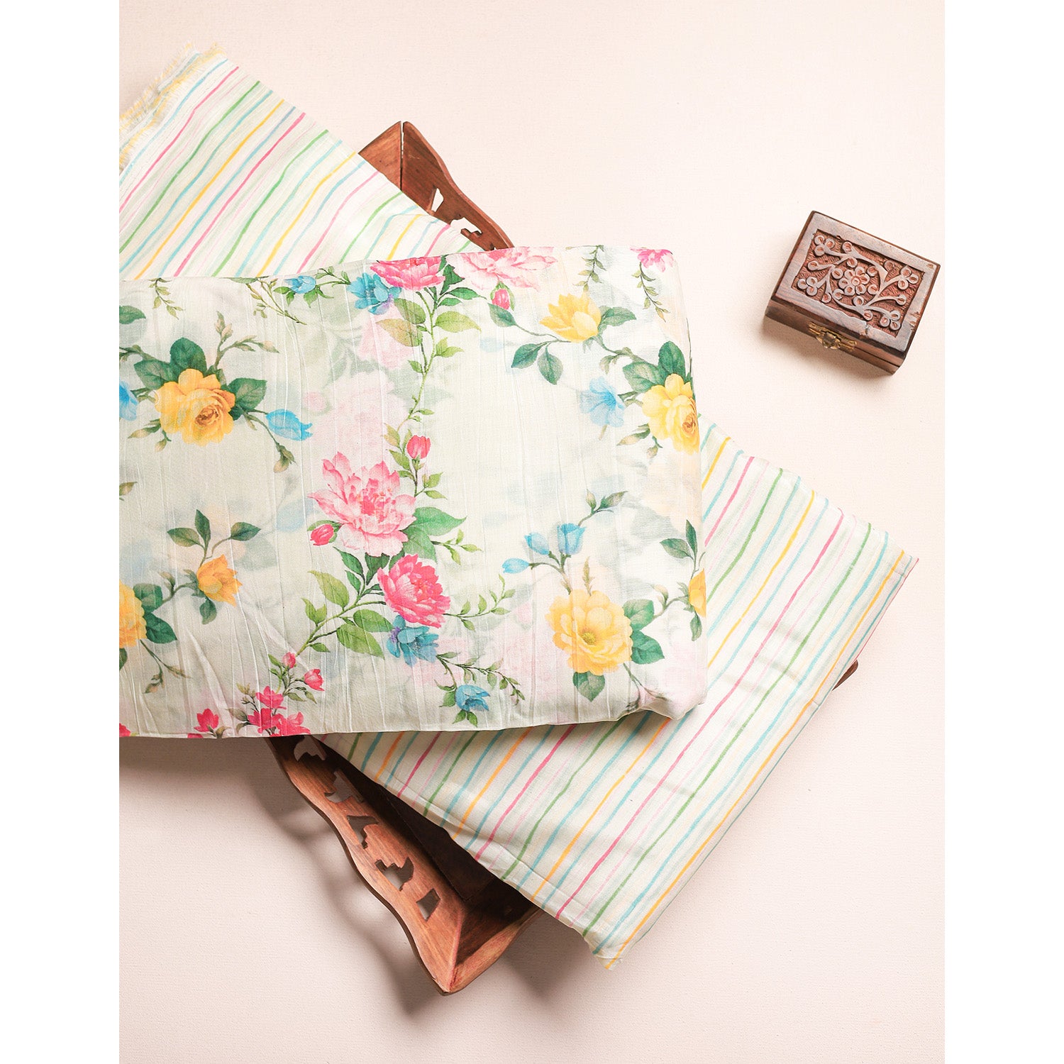 PURE MALAI CHANDERI PRINTED FABRIC