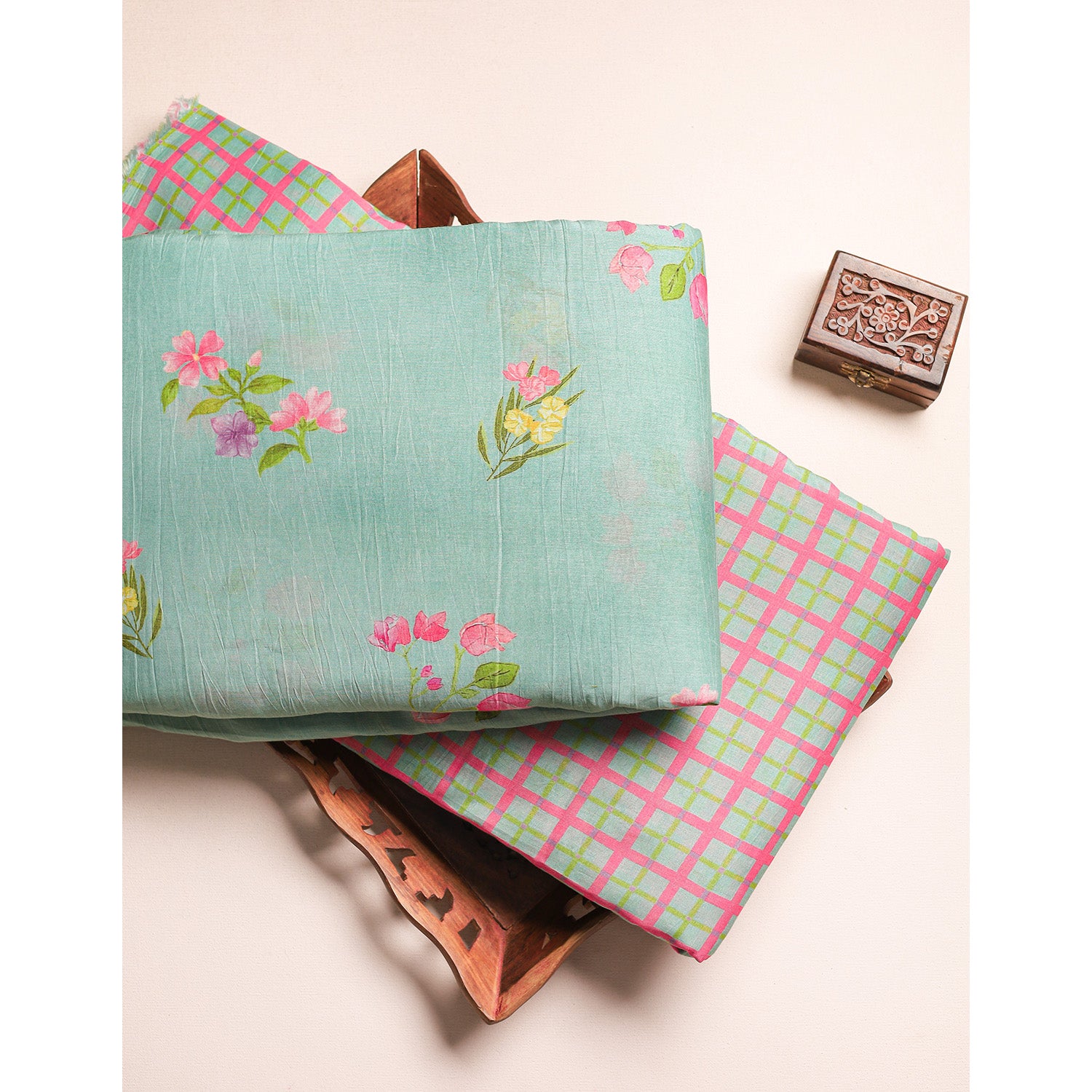 PURE MALAI CHANDERI PRINTED FABRIC