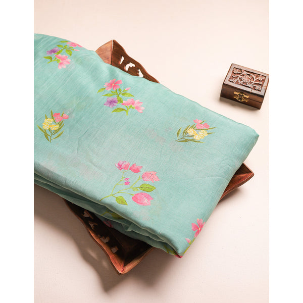 PURE MALAI CHANDERI PRINTED FABRIC