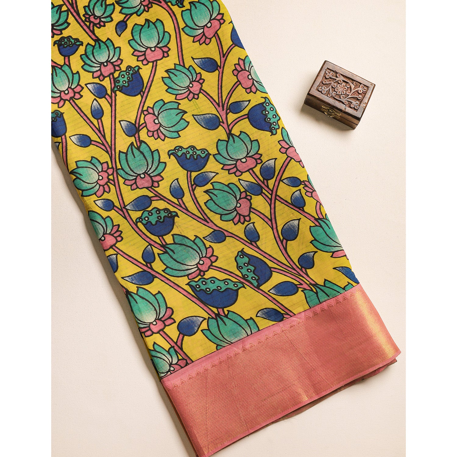 ASSAM SILK KALAMKARI PRINTED FABRIC