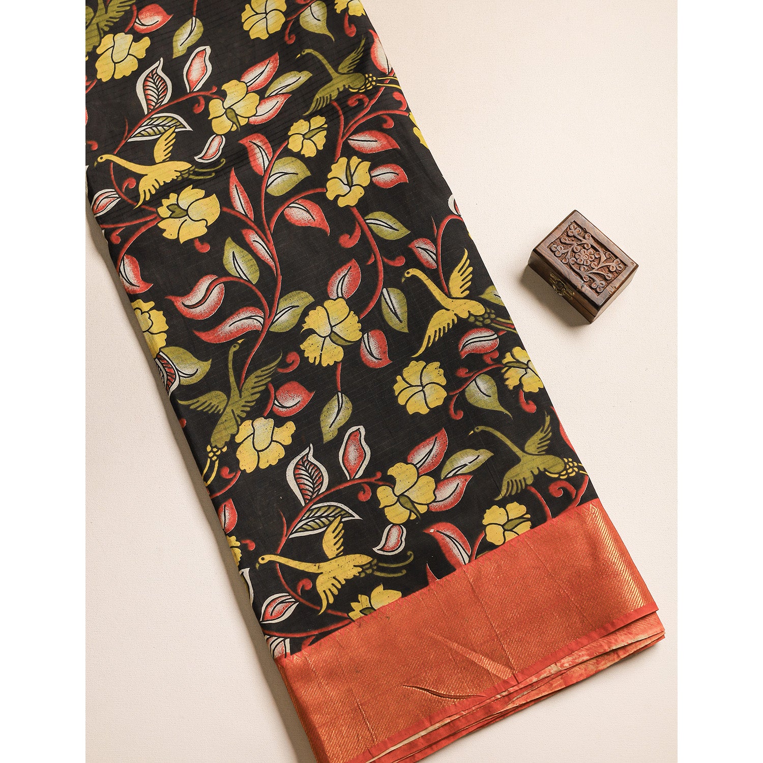 ASSAM SILK KALAMKARI PRINTED FABRIC