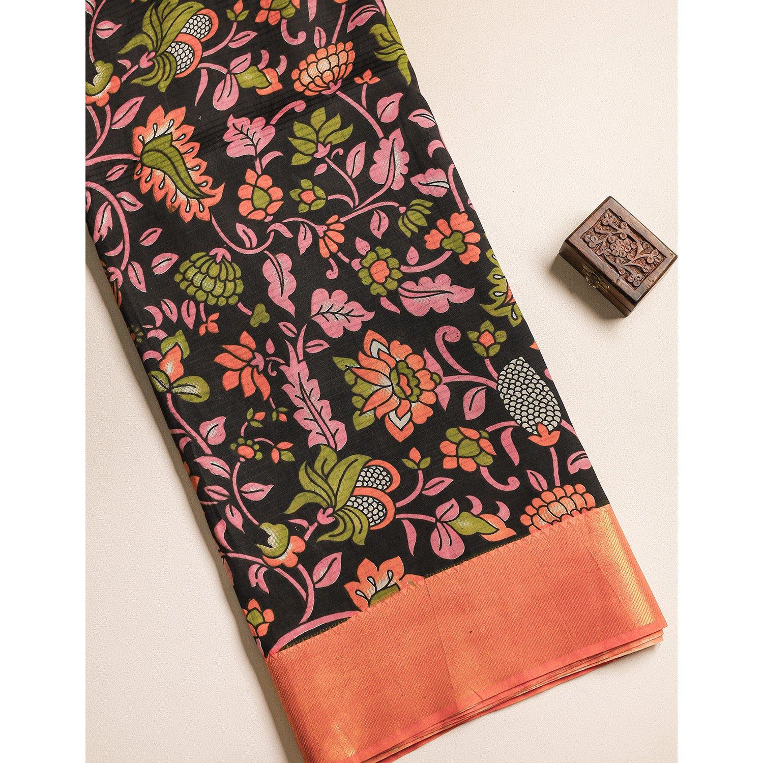 ASSAM SILK KALAMKARI PRINTED FABRIC