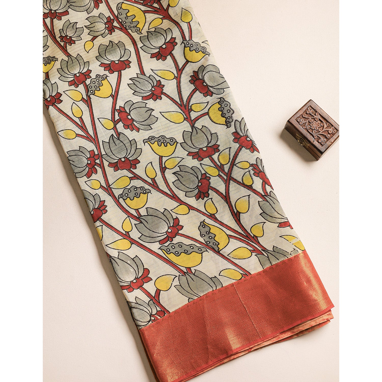 ASSAM SILK KALAMKARI PRINTED FABRIC