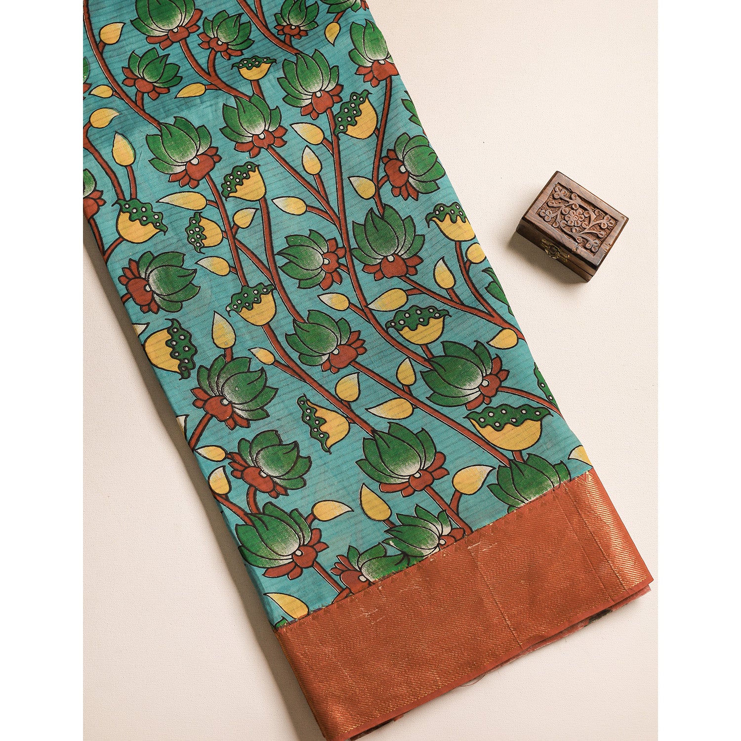 ASSAM SILK KALAMKARI PRINTED FABRIC