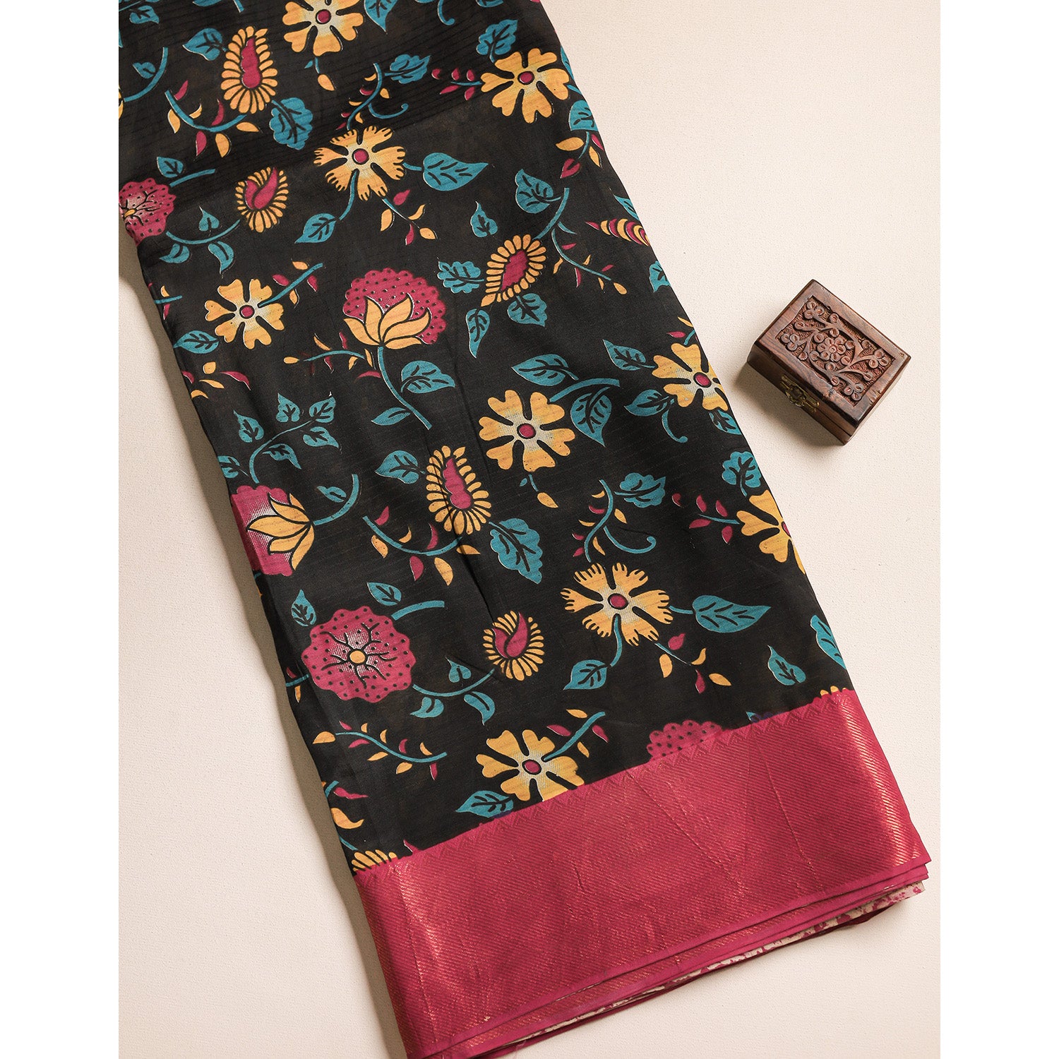 ASSAM SILK KALAMKARI PRINTED FABRIC