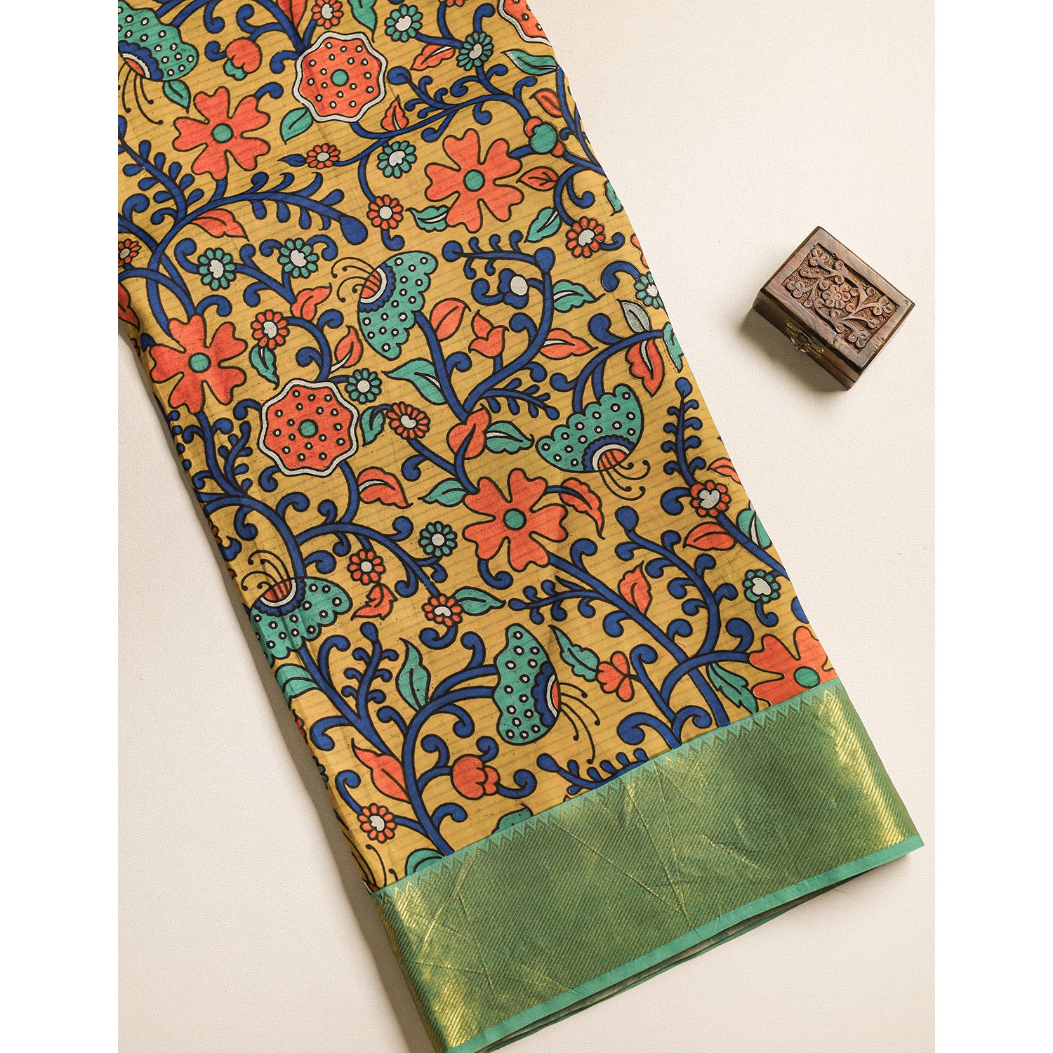 ASSAM SILK KALAMKARI PRINTED FABRIC