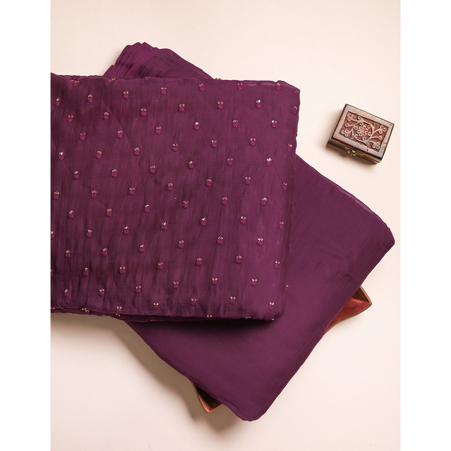 MUL CHANDERI EMBROIDERED AND PLAIN FABRICS