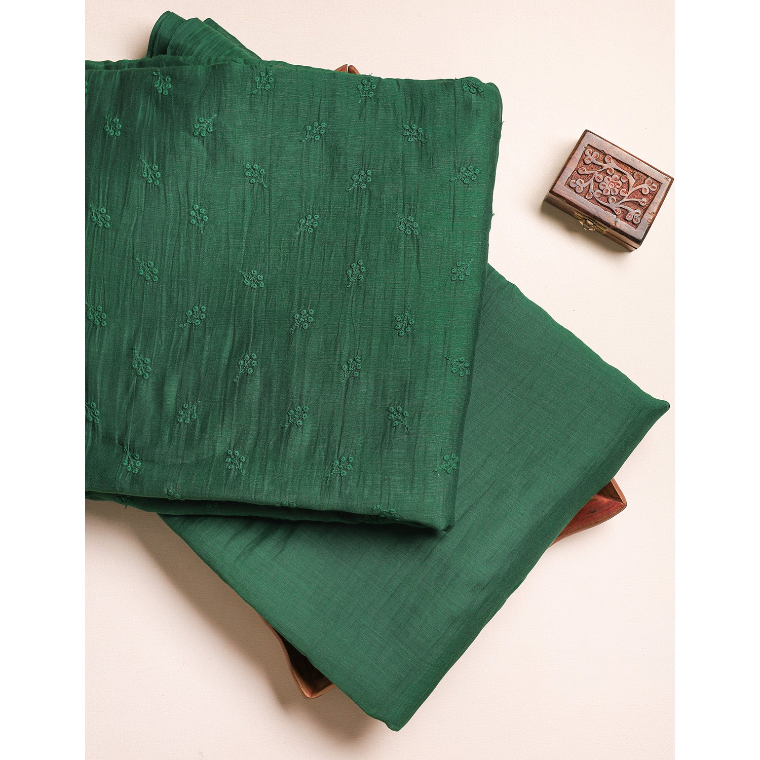 MUL CHANDERI EMBROIDERED AND PLAIN FABRICS