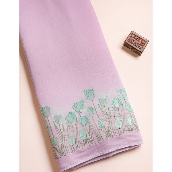 MUL CHANDERI EMBROIDERED FABRIC